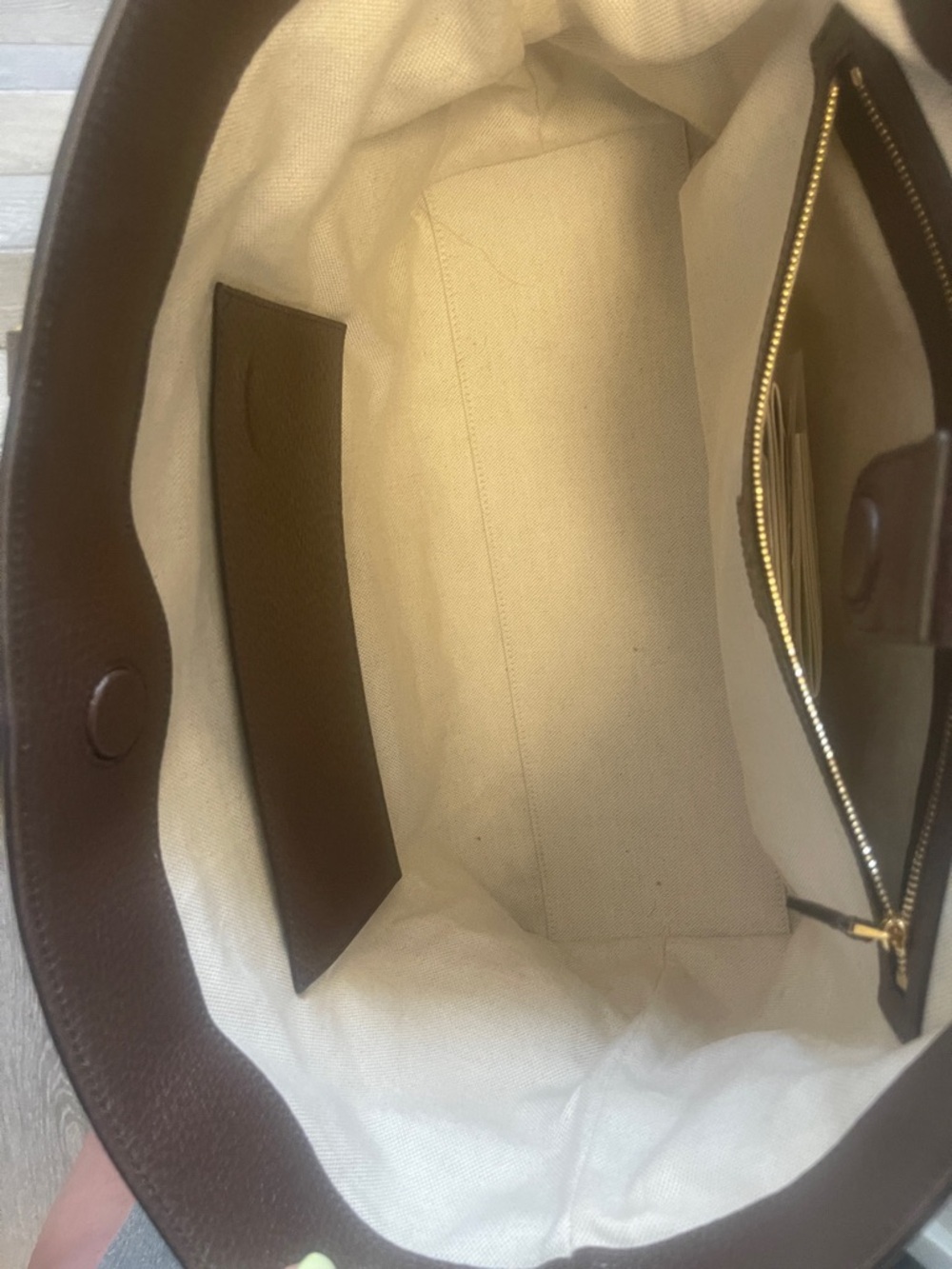 Gucci Beige/Brown GG Supreme Canvas Tote with Green-Red Web Stripe - Picture 4 of 5